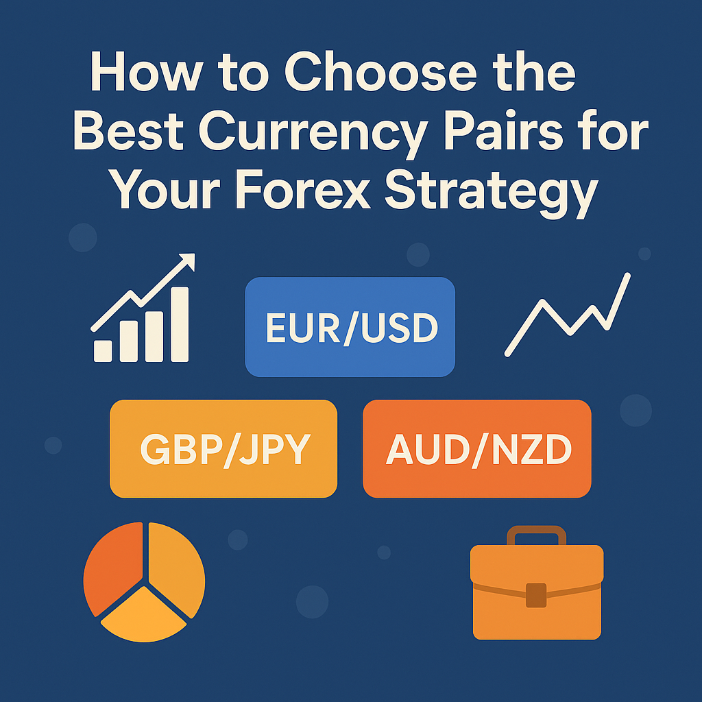 "Illustration showing the best Forex currency pairs to trade, including EUR/USD, GBP/USD, USD/JPY, and tools like charts and market sessions for strategy building."