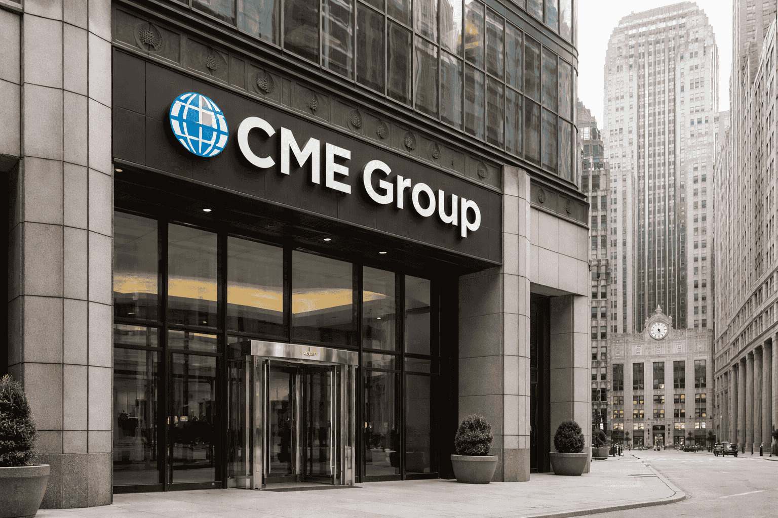 CME Group headquarters in Chicago following CME futures halt announcement
