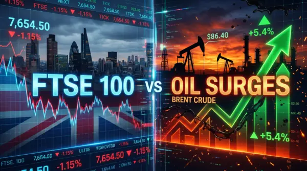 Comparing the fall in the FTSE 100 index with the jump in oil prices