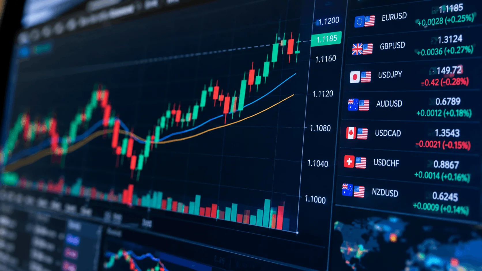 Forex chart close-up