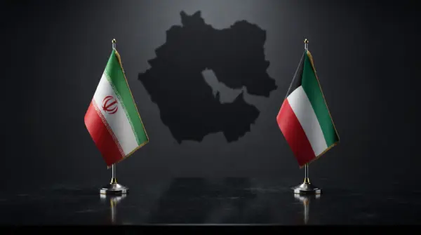 Flags of Iran and Kuwait