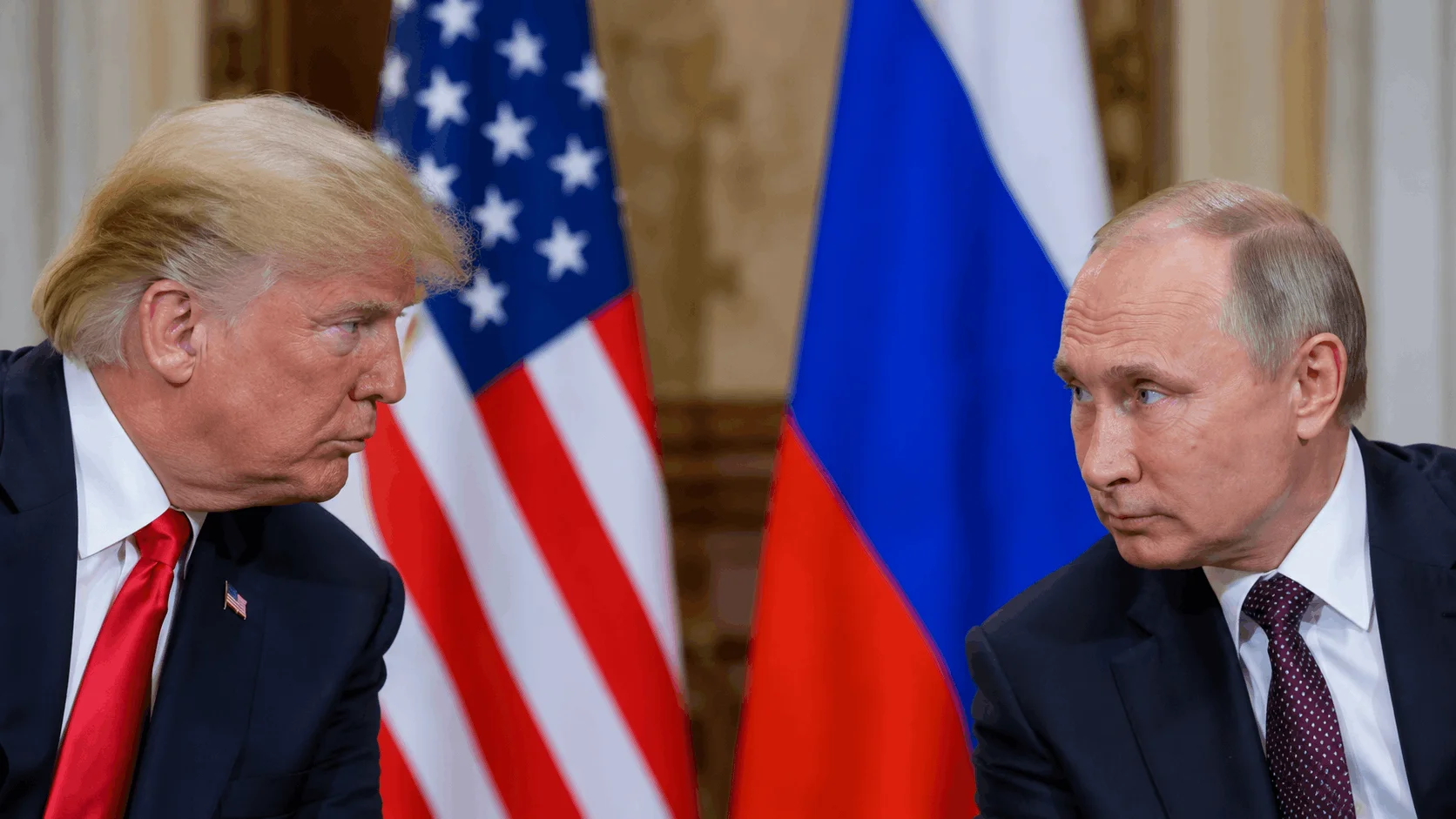 Close-up of Trump and the Russian President during an official meeting