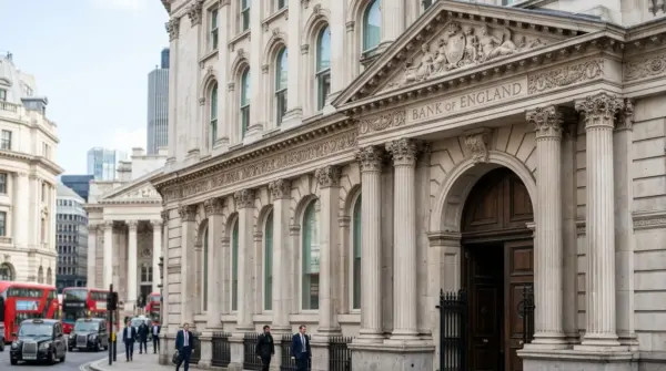 Close-up of the Bank of England building in London