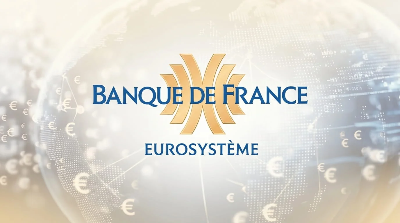Banque de France Eurosystème logo on a clean financial news background