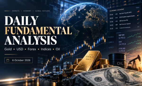 Daily fundamental analysis for October 6, 2026 covering gold, the US dollar, forex, global stock indices, oil, economic events, and market outlook.