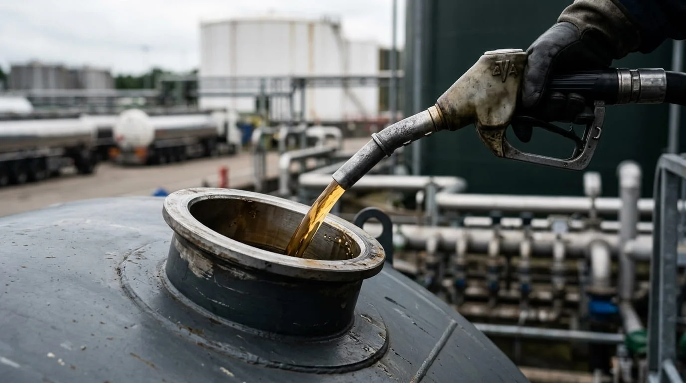 Close-up of EU diesel reserves in a fuel tank