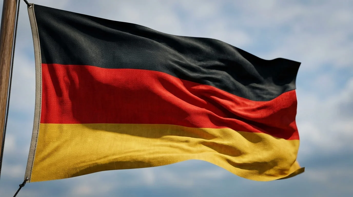 German national flag with black, red, and gold horizontal stripes