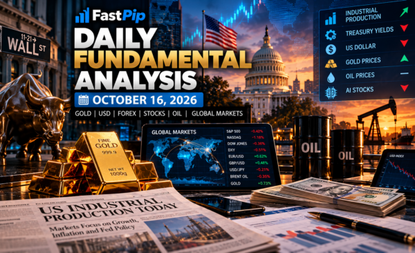 Daily Fundamental Analysis October 16 2026 covering US industrial production, gold, the US dollar, Treasury yields, forex, oil, AI stocks, and global financial markets.